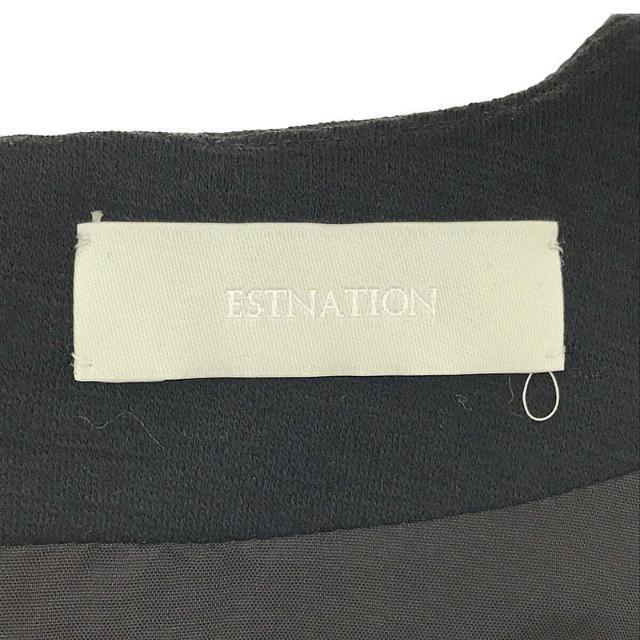 ESTNATION(エストネーション)のESTNATION / エストネーション | ベルト付き ウール ギャザー 切替 チュニック ドレス ワンピース | 36 | ブラック | レディース レディースのワンピース(ひざ丈ワンピース)の商品写真