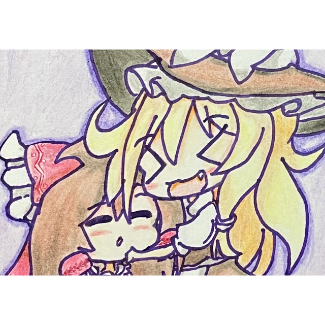 東方project」霊夢ちゃん&魔理沙ちゃん(ちびキャラ)手描き 東方project」霊夢ちゃん&魔理沙ちゃん(ちびキャラ)手描き