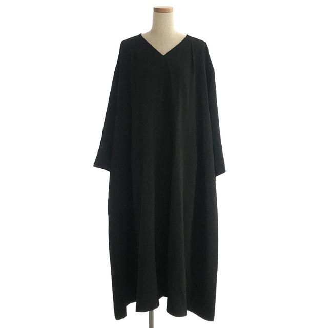 【美品】  foufou / フーフー | 【THE DRESS #07】drape v neck dress ドレープVネックドレス | 0 | ブラック | レディース