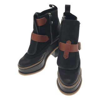 ヴィヴィアンウエストウッド(Vivienne Westwood)のVivienne Westwood / ヴィヴィアンウエストウッド | コットンレザー 厚底 ベルテッドブーツ 箱付き | 39 | ブラック | レディース(ブーツ)