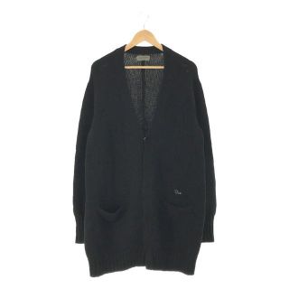 YOHJI YAMAMOTO POUR HOMME / ヨウジヤマモトプールオム | ワンポイント刺繍ロゴ スナップボタン ウール ニット ロング カーディガン | 3 | ブラック | メンズ(カーディガン)