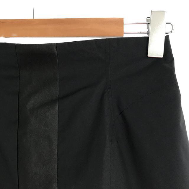 【美品】  Mame Kurogouchi / マメクロゴウチ | Water Repellent Nylon Mini Skirt ベジタブルレザー 異素材切替 スカート | 2 | ブラック | レディース