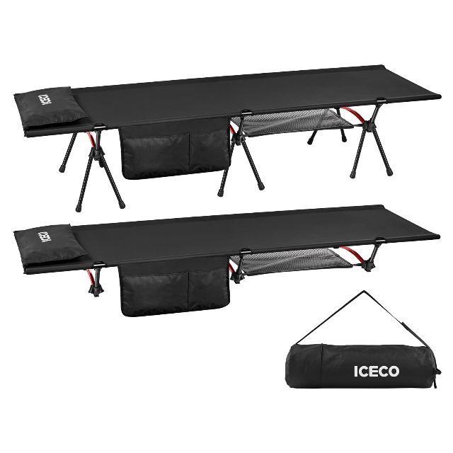 【色: ブラック】ICECO コット 900D 耐荷重180KG 軽量2.8KG