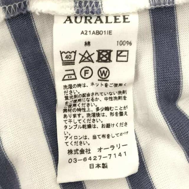 AURALEE(オーラリー)のAURALEE / オーラリー | 2021SS | × IENA イエナ 別注 コットン ボーダー バスク ロング カットソー | 1 | ホワイト / ブルー | レディース レディースのトップス(Tシャツ(長袖/七分))の商品写真