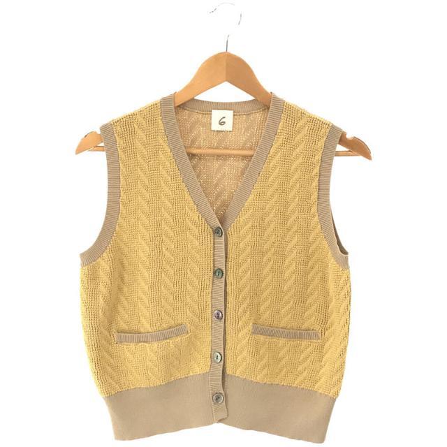 6 (ROKU)(ロク)の6(ROKU) / ロク | CABLE KNIT VEST ケーブルニットベスト | FREE | イエロー | レディース レディースのトップス(ベスト/ジレ)の商品写真