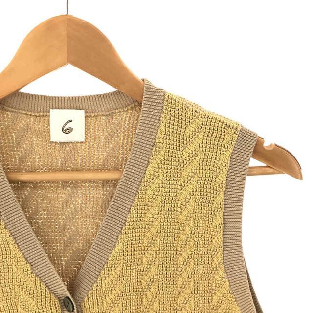 6 (ROKU)(ロク)の6(ROKU) / ロク | CABLE KNIT VEST ケーブルニットベスト | FREE | イエロー | レディース レディースのトップス(ベスト/ジレ)の商品写真