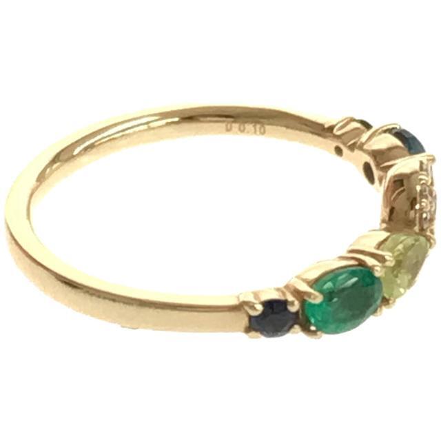 【美品】  Parcelle Jewelry / パーセル ジュエリー | Parcelle Jewelry / パーセル ジュエリー Cent CouLeur K10YG ブルーサファイア エメラルド ペリドット ダイヤ ブルートパーズ グリーンガーネット サンクルール リング 箱付き | 11号 | ゴールド | レディース レディースのアクセサリー(リング(指輪))の商品写真