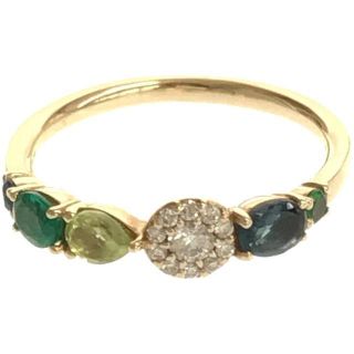 【美品】  Parcelle Jewelry / パーセル ジュエリー | Parcelle Jewelry / パーセル ジュエリー Cent CouLeur K10YG ブルーサファイア エメラルド ペリドット ダイヤ ブルートパーズ グリーンガーネット サンクルール リング 箱付き | 11号 | ゴールド | レディース(リング(指輪))