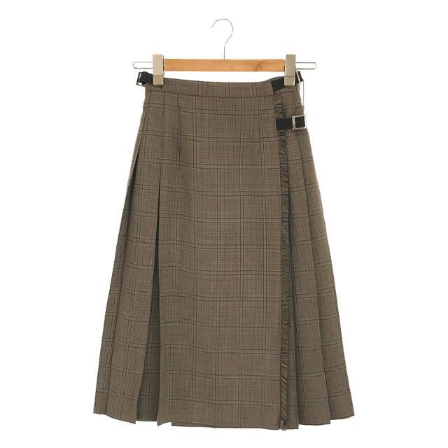 【美品】  LENO / リノ | WOOL CHECK WRAP SKIRT ウール チェック プリーツ キルト ラップ スカート ピン付き | 2 | グレー | レディース