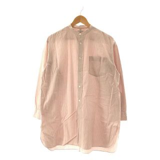 LENO / リノ | BAND COLLAR BIG SHIRT コットン ストライプ バンドカラー シャツ | 0 | ピンク | メンズ(Tシャツ/カットソー(七分/長袖))