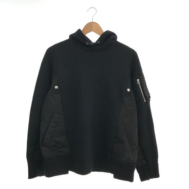 sacai(サカイ)のsacai / サカイ | Sponge Sweat x MA-1 Hoodie スポンジ スウェット MA-1 再構築 異素材 ドッキング フーディ プルオーバー パーカー | 1 | ブラック | メンズ メンズのトップス(スウェット)の商品写真