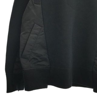 sacai / サカイ | Sponge Sweat x MA-1 Hoodie スポンジ スウェット MA-1 再構築 異素材 ドッキング フーディ プルオーバー パーカー | 1 | ブラック | メンズ