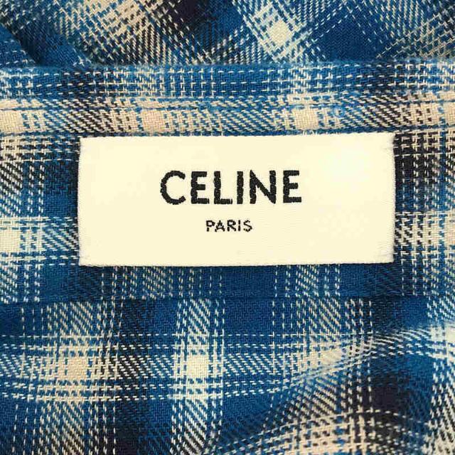 CELINE セリーヌ 21SS Loose Shirt In Checked Cotton ルーズチェック コットン長袖シャツ ブルー 2C486354M