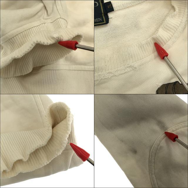 RALPH LAUREN / ラルフローレン | 1980s | 80s VINTAGE ヴィンテージ CHAPS Ralph Lauren ロープ 錠 ロゴ 刺繍 クルーネック スウェット トレーナー | 2L | ホワイト | メンズ