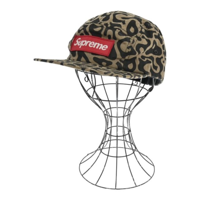 Supreme シュプリーム キャップ - 茶系x黒(総柄)