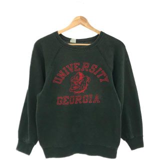 チャンピオン(Champion)のCHAMPION / チャンピオン | 1970s | 70s VINTAGE ヴィンテージ バータグ 後染め UNIVERSITY GEORGIA カレッジプリント ラングランスリーブ スウェット | S | グレー | レディース(トレーナー/スウェット)