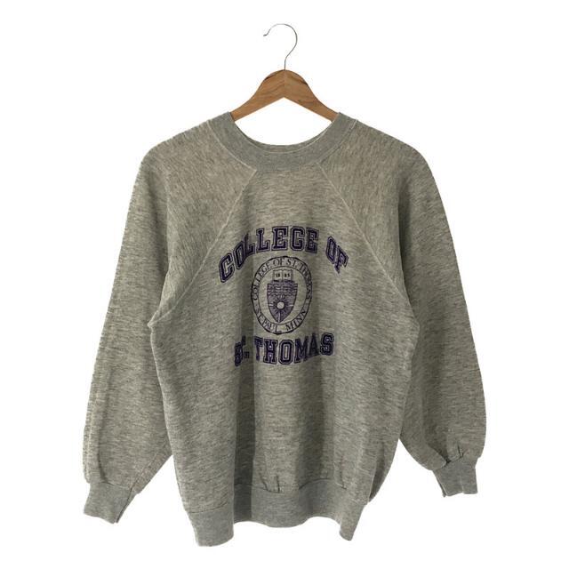 CHAMPION / チャンピオン | 1980s | 80s VINTAGE ヴィンテージ トリコタグ COLLEGE OF ST.THOMAS カレッジフロッキー プリント ラグランスリーブ スウェット | L | グレー | レディース