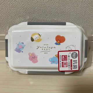 ボウダンショウネンダン(防弾少年団(BTS))のBT21  ラインフレンズ   4点ロック  1段ランチボックス  グレー(弁当用品)