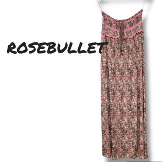 ローズブリット(rosebullet)の★美品★ローズブリット  ロング ワンピース ブラウン ピンク フリル リボン(ロングワンピース/マキシワンピース)