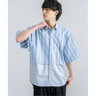 ロッキーモンロー(Rocky Monroe)の【C.ブルー】日本製/国産 上下セパレートデザイン半袖シャツ(シャツ/ブラウス(長袖/七分))