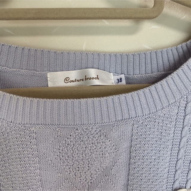 Couture Brooch(クチュールブローチ)のクチュールブローチ　半袖　トップス　サマーニット　ブルー レディースのトップス(ニット/セーター)の商品写真