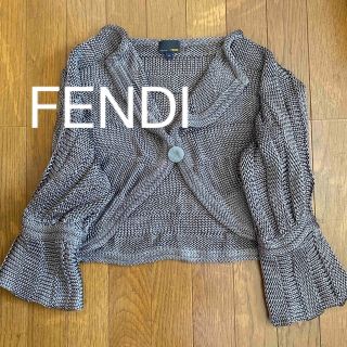 フェンディ FENDI カシミヤシルク カーディガン 40 アイボリー×ピンク