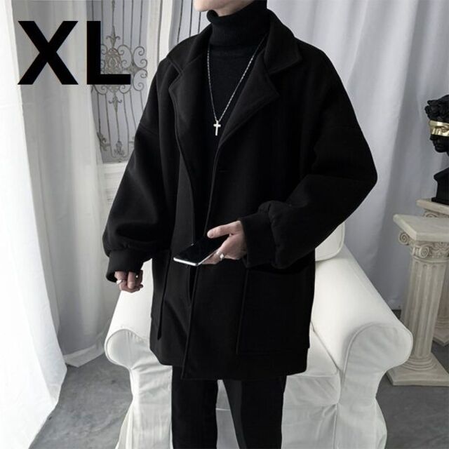ビッグシルエット チェスターコート ロングコート XL メンズのジャケット/アウター(チェスターコート)の商品写真