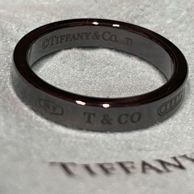【美品】Tiffany & Co.1837 ナローリング 19号 ブラックチタンリング