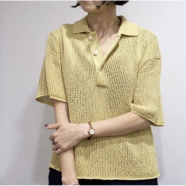 Ron Herman(ロンハーマン)の期間限定お値下げ☆オーラリー FLAT YARN MESH KNIT POLO レディースのトップス(ポロシャツ)の商品写真