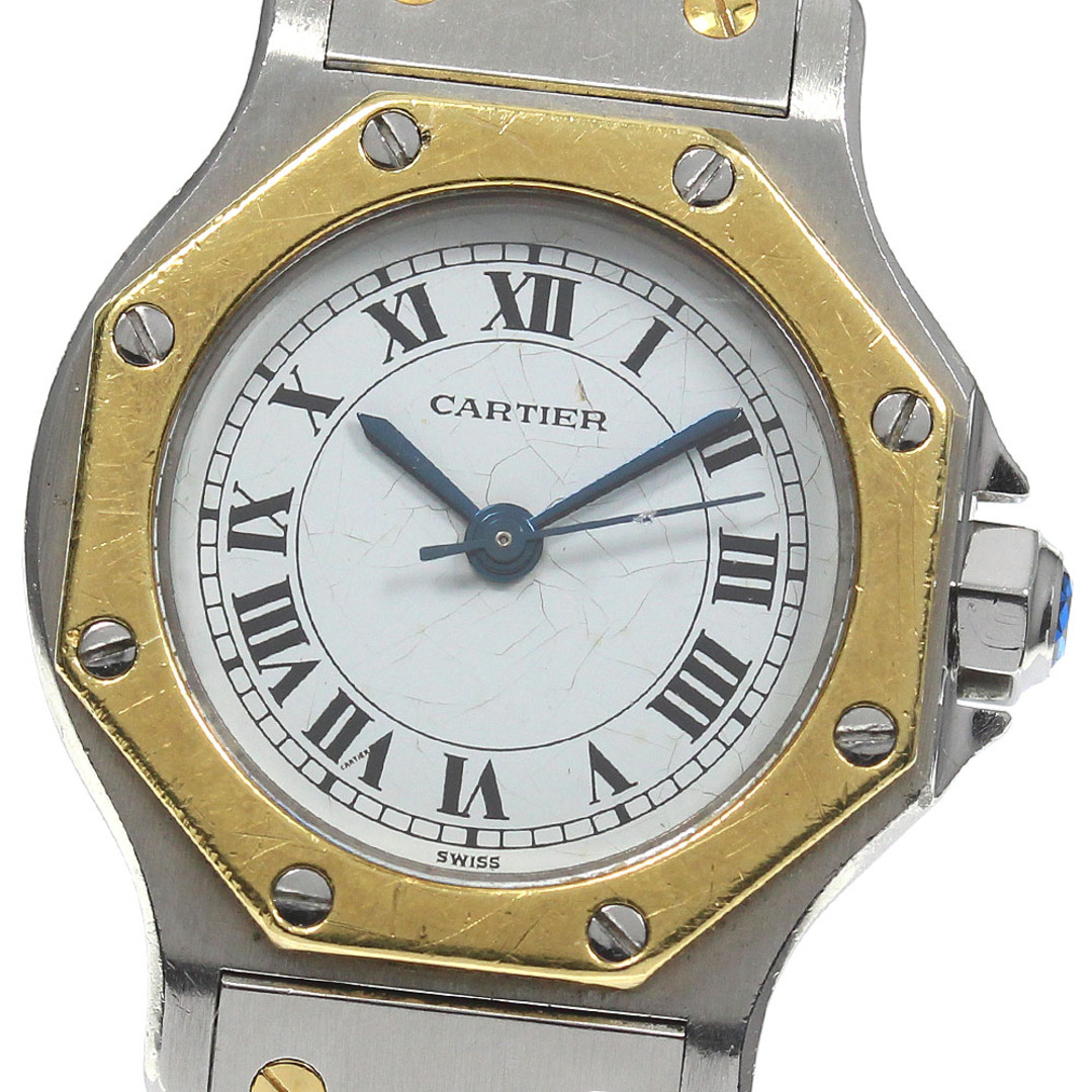 訳あり カルティエ CARTIER サントスオクタゴンSM YGコンビ 自動巻き レディース _742533【ev15】