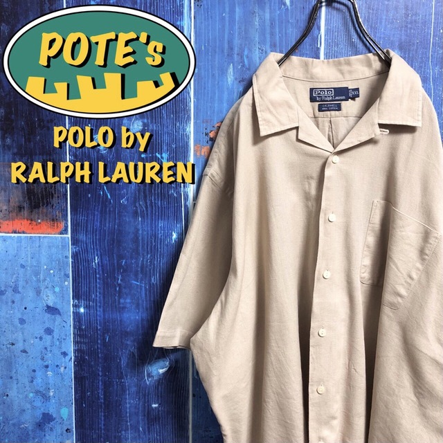 POLO RALPH LAUREN(ポロラルフローレン)の【ポロバイラルフローレン】裾ワンポイント刺繍ロゴ半袖オープンカラーシャツ 90s メンズのトップス(シャツ)の商品写真