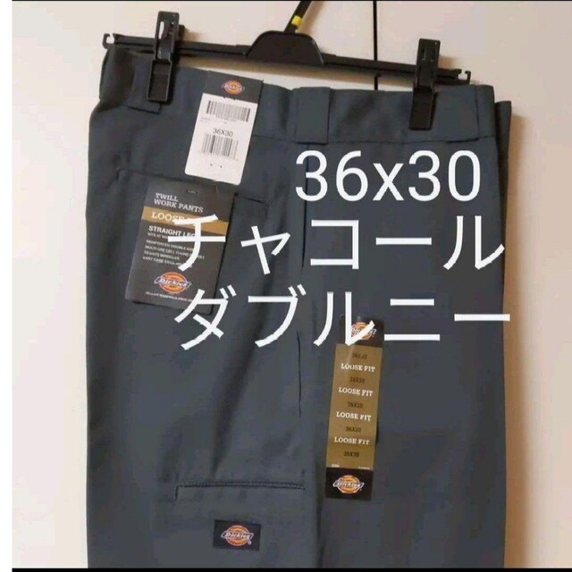 新品 36x30 CH ダブルニー ワークパンツ ディッキーズ チャコール