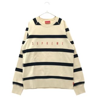 シュプリーム(Supreme)のSUPREME シュプリーム 15AW Striped Raglan Crewneck ストライプラグランクルーネックスウェットトレーナー ホワイト(スウェット)