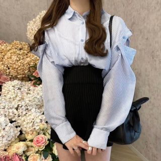 グレイル(GRL)の袖2Wayストライプ柄シアーシャツ　(シャツ/ブラウス(長袖/七分))