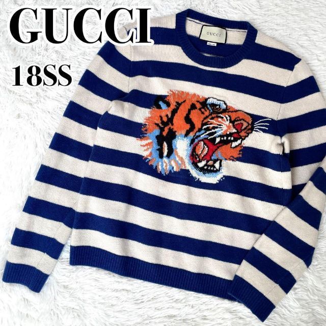 希少『GUCCI』18SS TIGER HEAD LOVED ボーダー ニット | フリマアプリ ラクマ