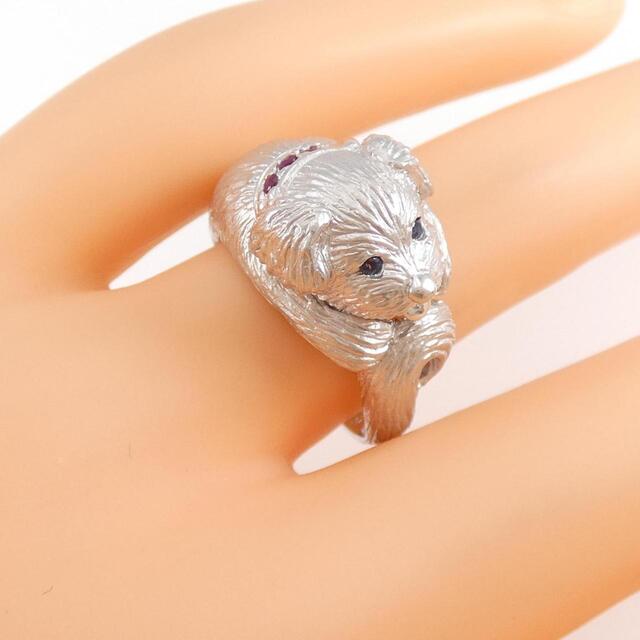 K18WG ドッグ ルビー リング 0.08CT