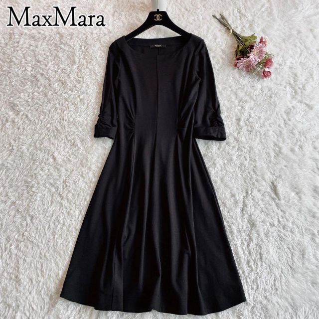 オンラインジャパン ☘️美品◇MaxMara◇パネルギャザーワンピース