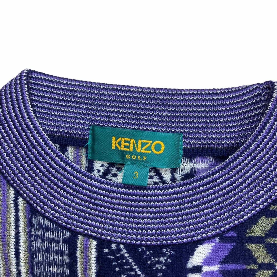 80s 90s KENZO ケンゾー ヴィンテージ3Dニットセーター 幾何学柄 7