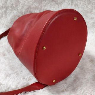 極美品 LOEWE ロエベ ワンショルダーバッグ 巾着 レザー レッド ゴールド