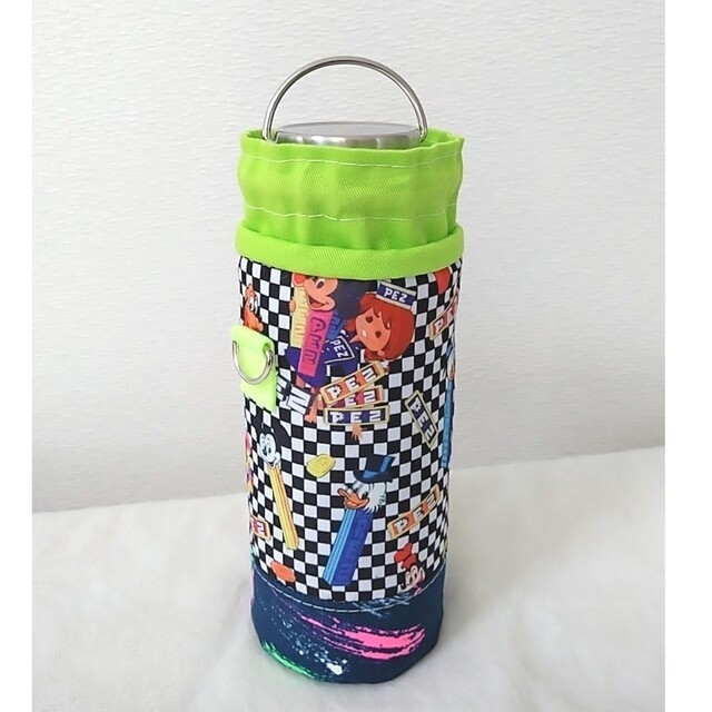 ペットボトルホルダー 水筒カバー Disney PEZ チェックフラッガー ハンドメイドの生活雑貨(その他)の商品写真