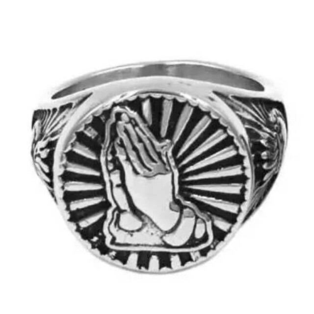 【SALE】リング メンズ シルバー ステンレス 祈り手 銀色 指輪 20号 メンズのアクセサリー(リング(指輪))の商品写真