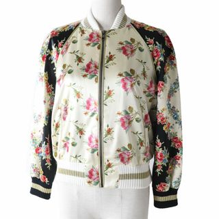 グッチ(Gucci)の極美品◎正規品 伊製 GUCCI グッチ 507645 レディース スパンコール バッグロゴ シルク100％ フローラル スカジャン／ジップジャケット 38(スカジャン)