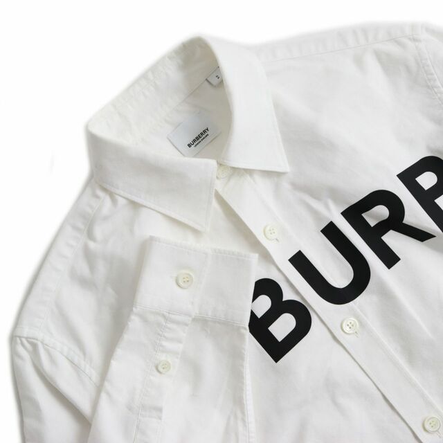 BURBERRY(バーバリー)の美品●20SS バーバリーロンドンイングランド 8023776 ホースフェリー 長袖/ロングスリーブシャツ ホワイト×ブラック S 正規品 メンズ メンズのトップス(シャツ)の商品写真