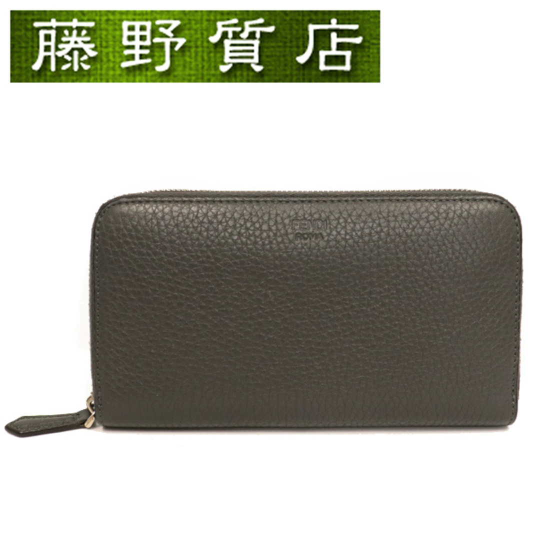 FENDI(フェンディ)のフェンディ FENDI ラウンドファスナー　長財布 8M0299 型押しレザー ダークグレー  8145 メンズのファッション小物(長財布)の商品写真