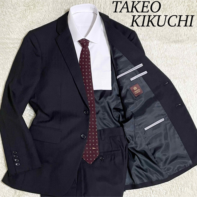 【美品】タケオキクチ　セットアップ　スーツ　スーパー100’s  ブラック　M位