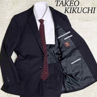 タケオキクチ(TAKEO KIKUCHI)の【美品】タケオキクチ　セットアップ　スーツ　スーパー100’s  ブラック　M位(セットアップ)