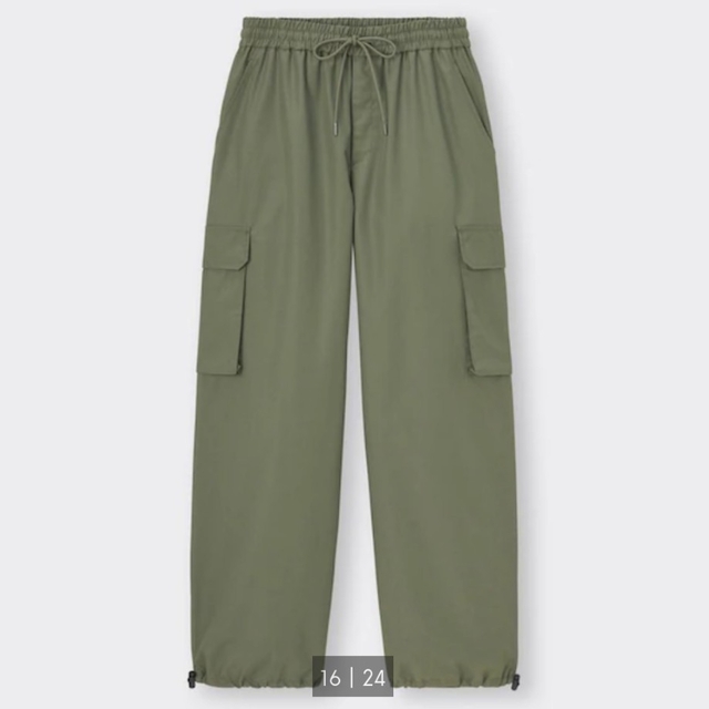 GU(ジーユー)のGU カーゴプルオンパンツ(丈標準67㎝～71㎝) /57 OLIVE/XL レディースのパンツ(ワークパンツ/カーゴパンツ)の商品写真