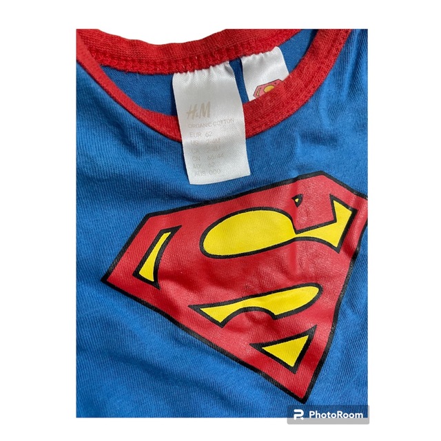 H&M(エイチアンドエム)の半袖 ロンパース パンツ セットアップ スーパーマンスーパーマン キッズ/ベビー/マタニティのベビー服(~85cm)(ロンパース)の商品写真
