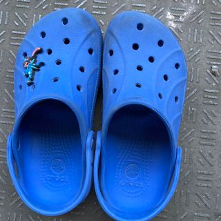 クロックス(crocs)の crocs サイズJ2 約20cm ブルー　サンダル　キッズ　中古　送料込み(サンダル)