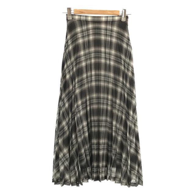 【美品】  AURALEE / オーラリー | 2021AW | WOOL RECYCLE POLYESTER SHEER CLOTH PLEATED SKIRT ウール ポリエステル チェック プリーツ スカート | 0 | ブラック | レディース